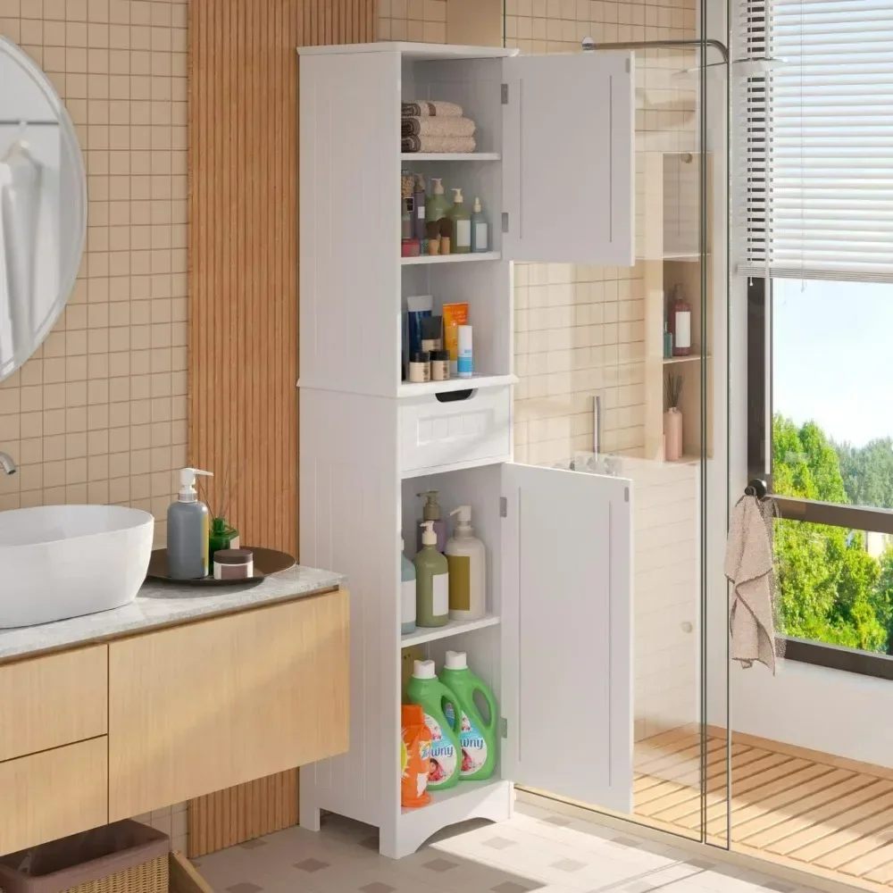 Tall Bathroom Storage Cabinet, Narrow Linen Tower Freestanding Adjustable Shelves for Home, Kitchen, Versatile, Anti-Tipping
Tall Bathroom Storage Cabinet, Narrow Linen Tower Freestanding Adjustable Shelves for Home, Kitchen, Versatile, Anti-Tipping