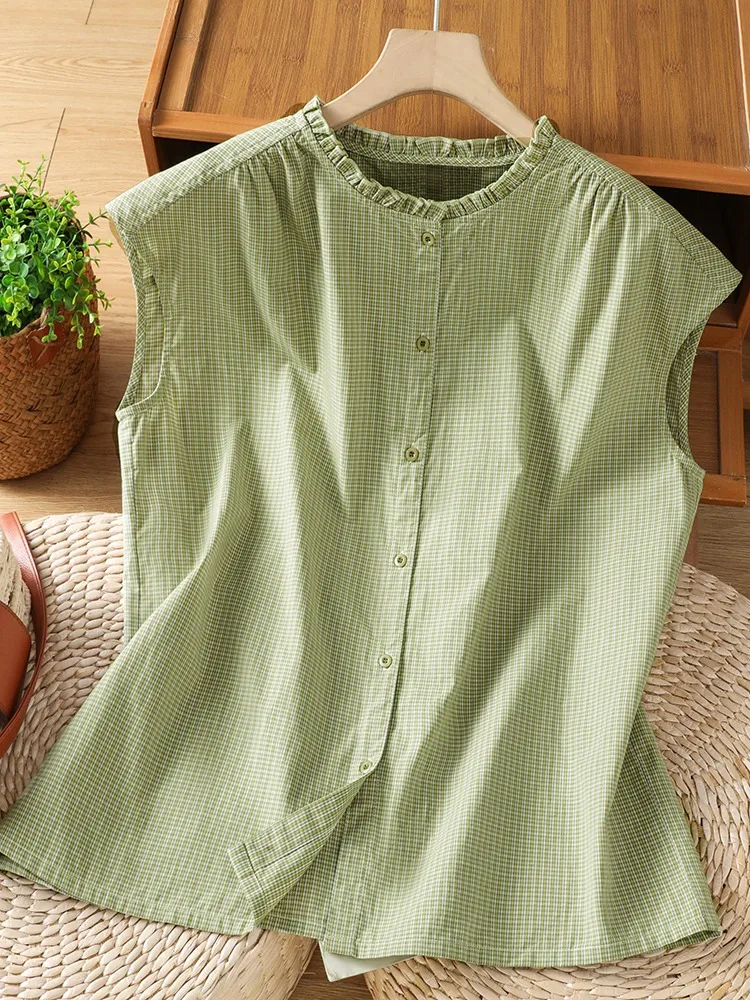 Artistic Green Lace Collar Sleeveless Shirt Women's Summer Japanese Style Refreshing Breathable Plaid Vest Shirt Open Cardiga...
Artistic Green Lace Collar Sleeveless Shirt Women's Summer Japanese Style Refreshing Breathable Plaid Vest Shirt Open Cardiga...