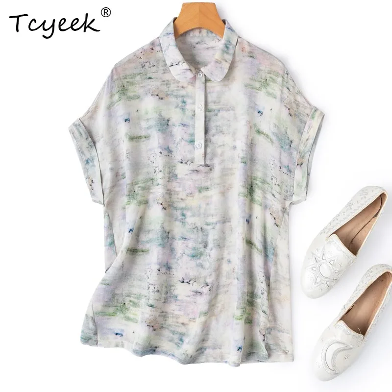 Tcyeek 100% Real Silk Shirts for Women 2026 Summer Fresh Ink Wash Printed Polo Collar Blouses Clothes for Woman Roupas Femininas
Tcyeek 100% Real Silk Shirts for Women 2026 Summer Fresh Ink Wash Printed Polo Collar Blouses Clothes for Woman Roupas Femininas