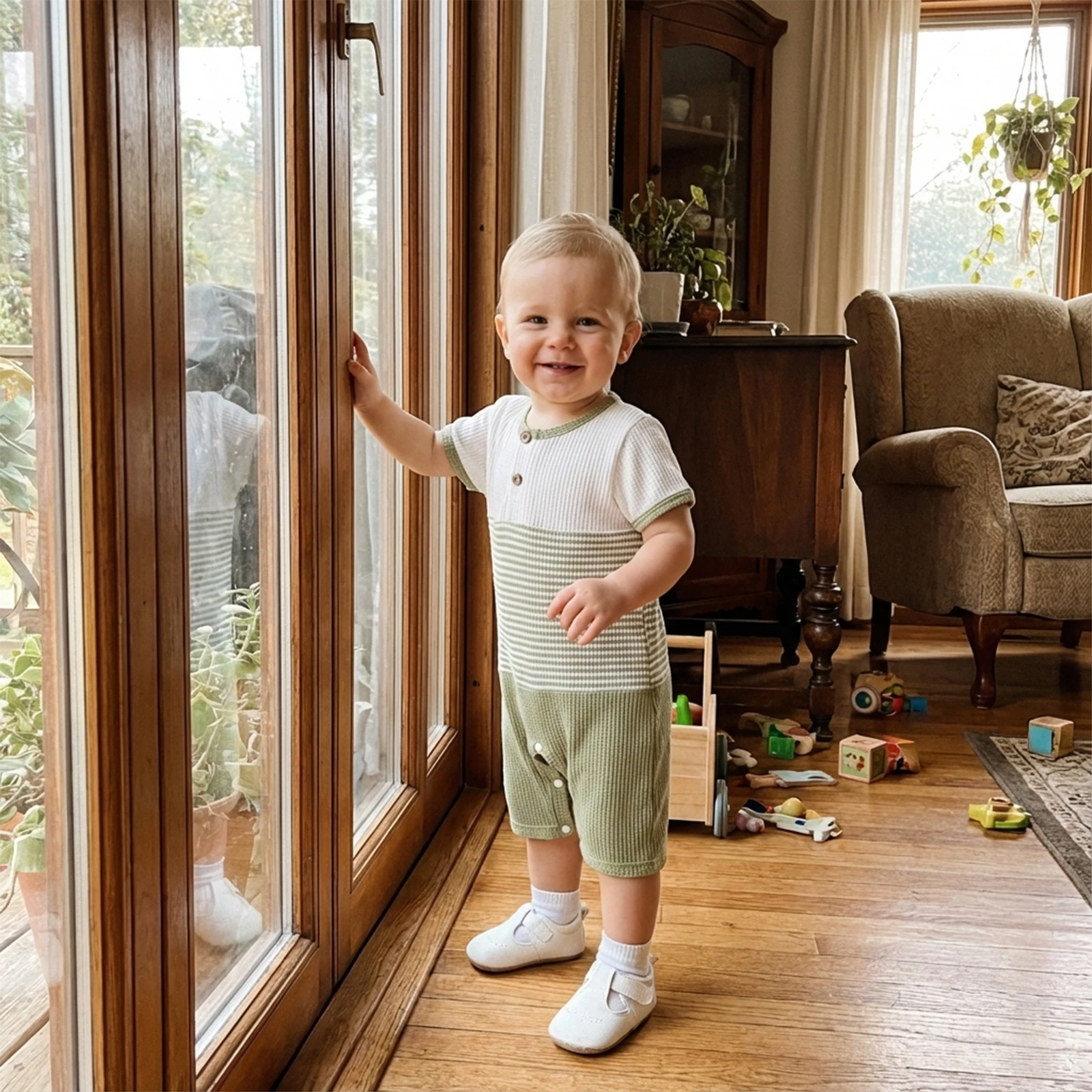 Летние полосатые комбинезоны для маленьких мальчиков, детский комбинезон с короткими рукавами и круглым вырезом на пуговицах контрастного цвета
Летние полосатые комбинезоны для маленьких мальчиков, детский комбинезон с короткими рукавами и круглым вырезом на пуговицах контрастного цвета