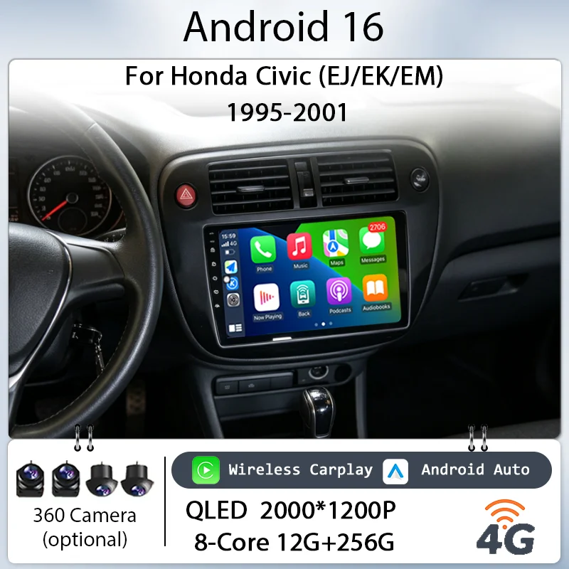 9" Android 16 for Honda Civic (EJ/EK/EM) 1995-2001 Car Stereo IPS HD Touch Screen Wireless CarPlay GPS Navi BT WiFi DSP Player
9" Android 16 for Honda Civic (EJ/EK/EM) 1995-2001 Car Stereo IPS HD Touch Screen Wireless CarPlay GPS Navi BT WiFi DSP Player