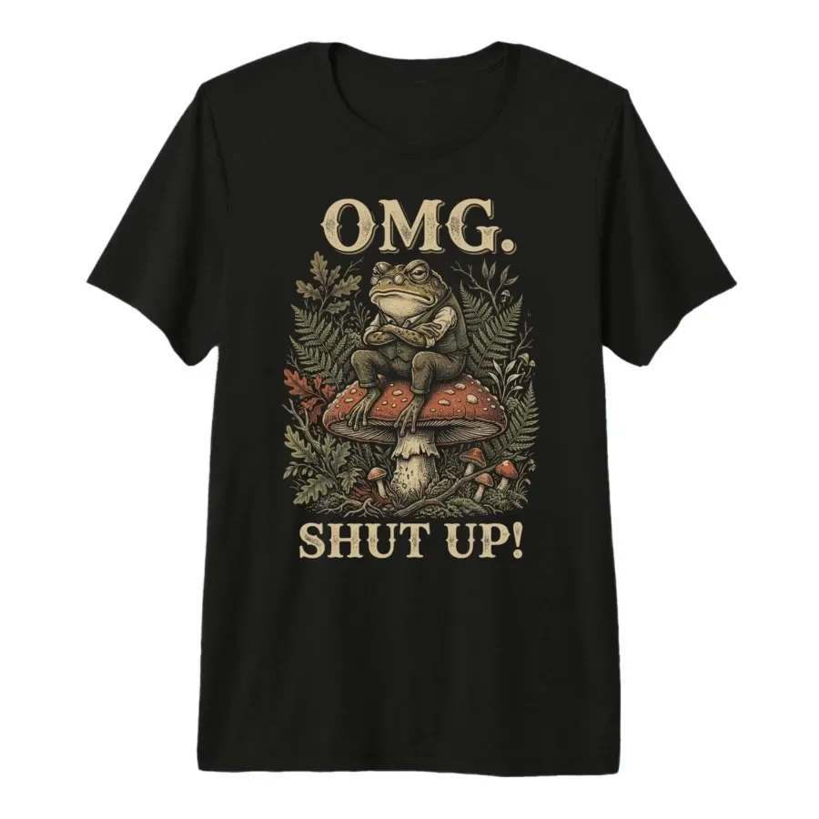 OMG Shut Up Funny Meme Sarcasm Grumpy Frog Mushroom T-shirt For Men Women 100% Cotton T Shirts Short Sleeve Tops 0424-3
OMG Shut Up Funny Meme Sarcasm Grumpy Frog Mushroom T-shirt For Men Women 100% Cotton T Shirts Short Sleeve Tops 0424-3