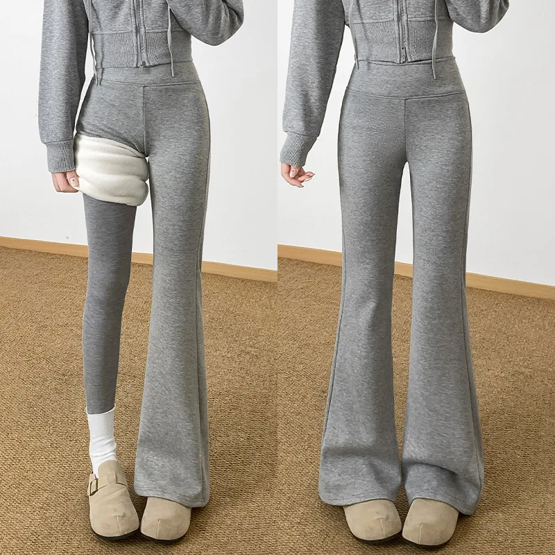 High Waist Fleece Lined Bell Bottom Pants Women's Casual Yoga Sports Pants Slimming Loose Fit Sweatpants Autumn Winter
High Waist Fleece Lined Bell Bottom Pants Women's Casual Yoga Sports Pants Slimming Loose Fit Sweatpants Autumn Winter