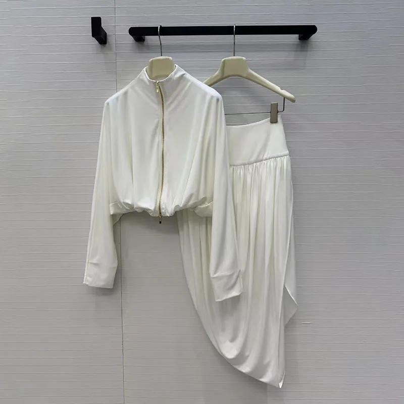 Женский плиссированный комплект: куртка на молнии со воротником-стойкой + юбка, модная элегантная асимметричная мини-юбка, высокое качество, весна 2026
Женский плиссированный комплект: куртка на молнии со воротником-стойкой + юбка, модная элегантная асимметричная мини-юбка, высокое качество, весна 2026