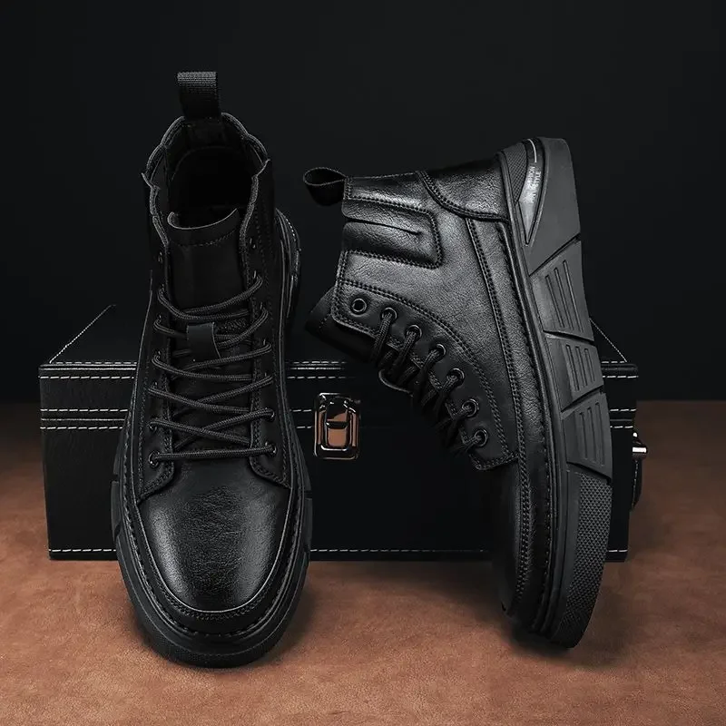 New In Man Casual Boots Platform Lace Up Thick Sole Adults Pu Leather Shoes for Men Legitimate Free Delivery Shipping Social
New In Man Casual Boots Platform Lace Up Thick Sole Adults Pu Leather Shoes for Men Legitimate Free Delivery Shipping Social