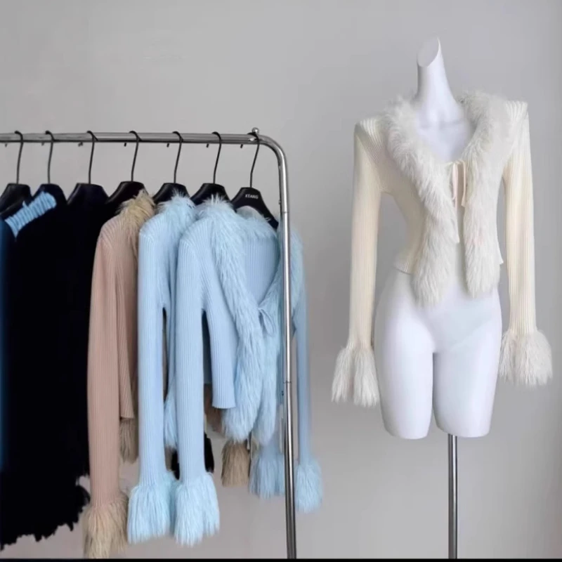 Cardigan Women Coats Spring Sweaters Y2k Streetwear V Neck Fur Collar Elegant White Jumpers Coat Slim Autumn Open Stitch Cute
Cardigan Women Coats Spring Sweaters Y2k Streetwear V Neck Fur Collar Elegant White Jumpers Coat Slim Autumn Open Stitch Cute