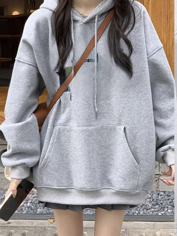 Gray Hoodie Women's Loose Fit Fleece Lined Autumn Winter Fashion Vintage American Style Lazy Coat Top Trendy Streetwear
Gray Hoodie Women's Loose Fit Fleece Lined Autumn Winter Fashion Vintage American Style Lazy Coat Top Trendy Streetwear