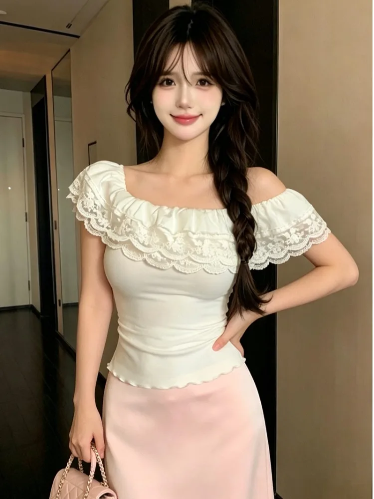 Summer Slim Fit Short Sleeve One Shoulder T-Shirt Women's Fashion Design Sense Pure Desire Spicy Girl Lace Top
Summer Slim Fit Short Sleeve One Shoulder T-Shirt Women's Fashion Design Sense Pure Desire Spicy Girl Lace Top