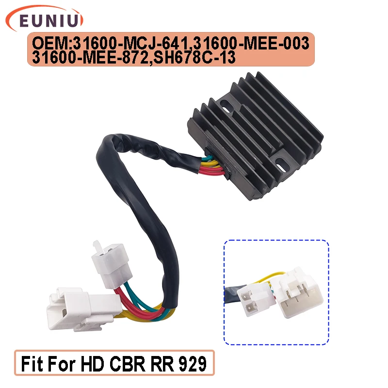 Voltage Regulator Rectifier FOR HD CBR 954 CBR954 Fireblade 900 CBR RE RR 929 CBRRR CBRR 31600-MCJ-641 31600-MCJ-750 SH678-DA
Voltage Regulator Rectifier FOR HD CBR 954 CBR954 Fireblade 900 CBR RE RR 929 CBRRR CBRR 31600-MCJ-641 31600-MCJ-750 SH678-DA