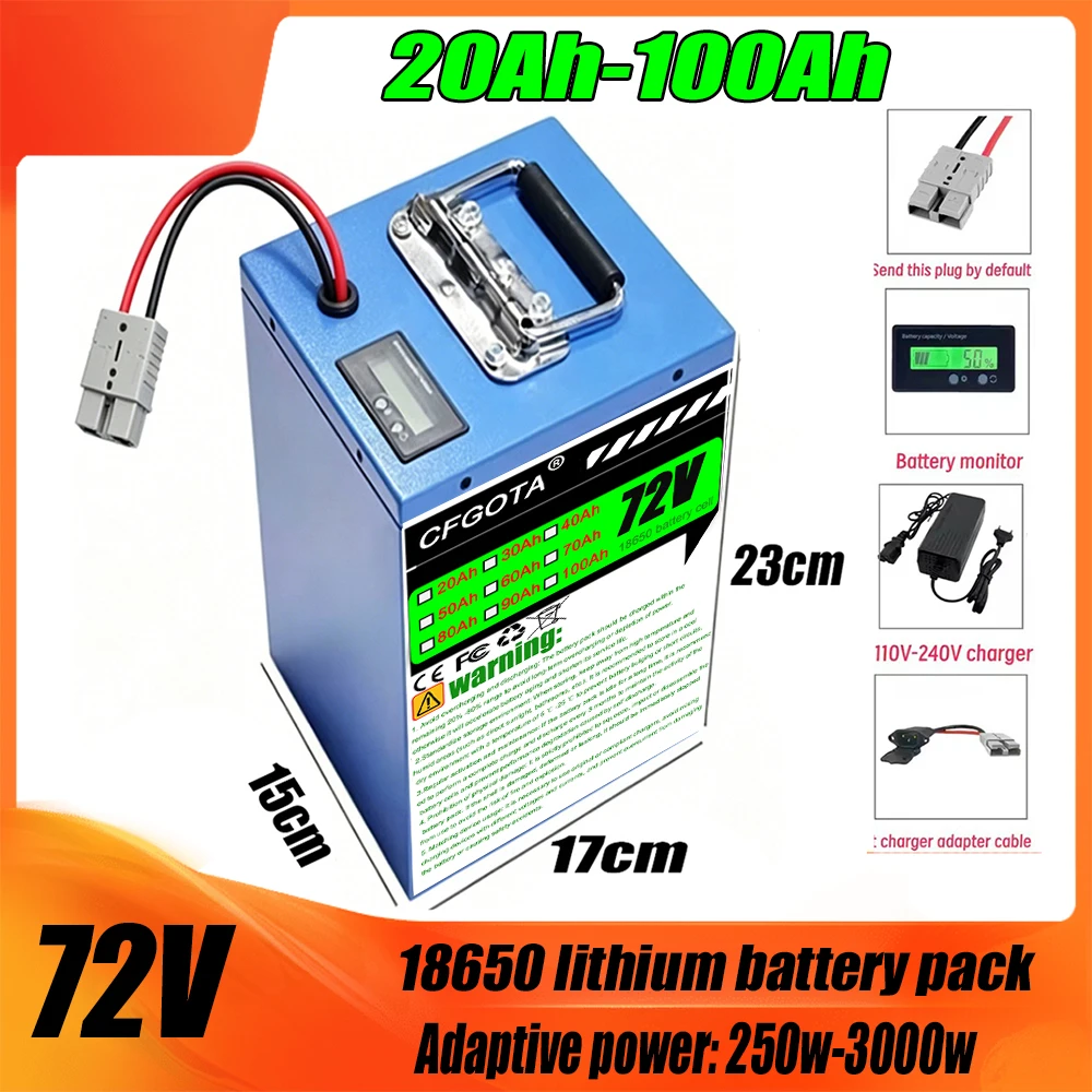 72V 100Ah Original Lithium Battery Pack for High-power Lithium Battery Waterproof Electric motorcycle With BMS +3A Charger
72V 100Ah Original Lithium Battery Pack for High-power Lithium Battery Waterproof Electric motorcycle With BMS +3A Charger