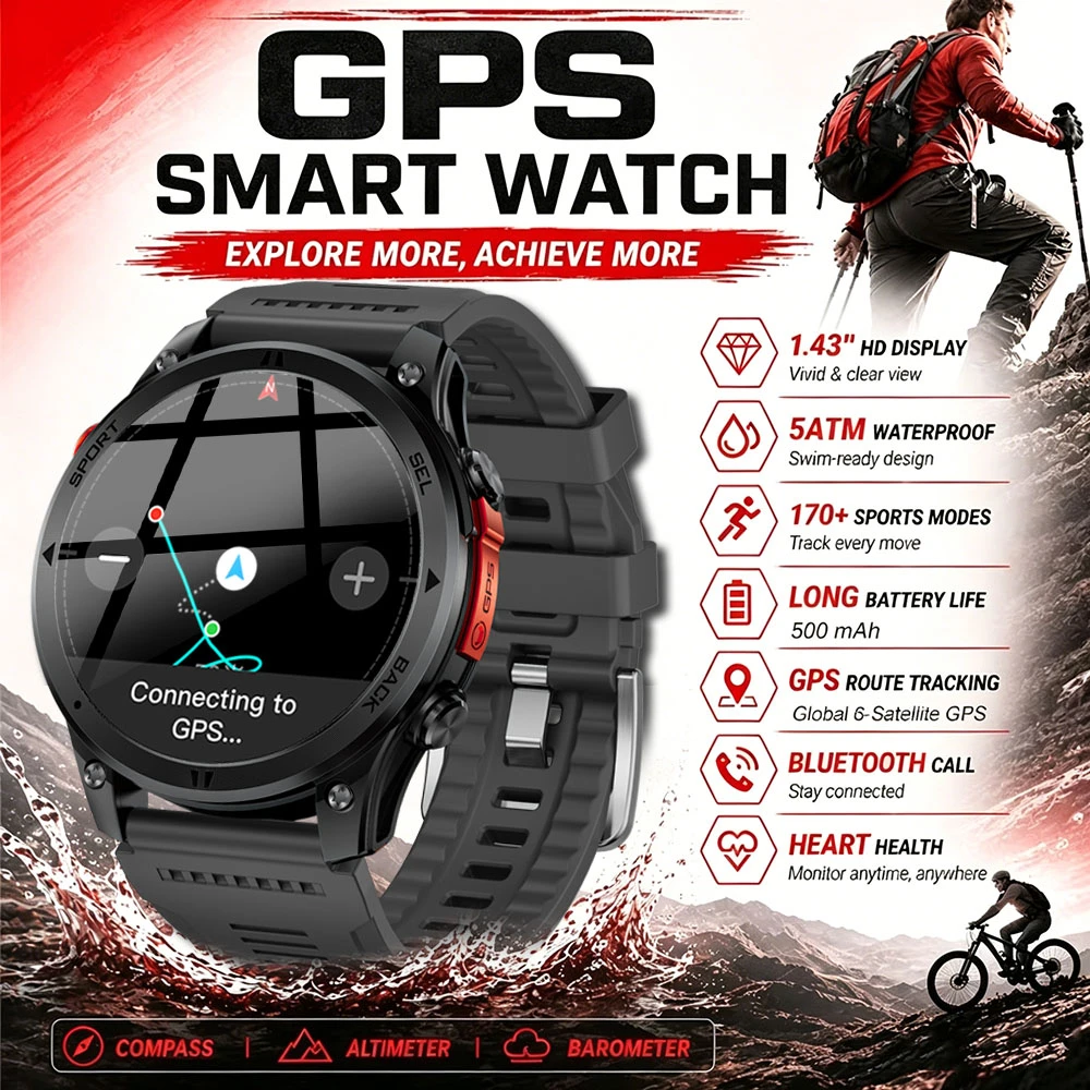 2026New Outdoor GPS Smart Watch Offline Maps Download Compass Tracking 5ATM Waterproof Tactics Sport Smart Bracelet For Men gift
2026New Outdoor GPS Smart Watch Offline Maps Download Compass Tracking 5ATM Waterproof Tactics Sport Smart Bracelet For Men gift