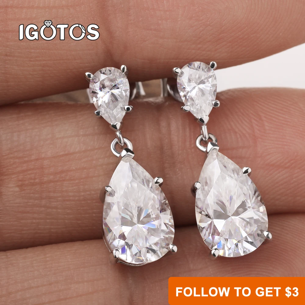 IGOTOS 7cttw Pear Cut Moissanite Drop Earrings Women 925 Sterling Silver Drop Water Diamond Stud Earrings Trendy Party Jewelry
IGOTOS 7cttw Pear Cut Moissanite Drop Earrings Women 925 Sterling Silver Drop Water Diamond Stud Earrings Trendy Party Jewelry
