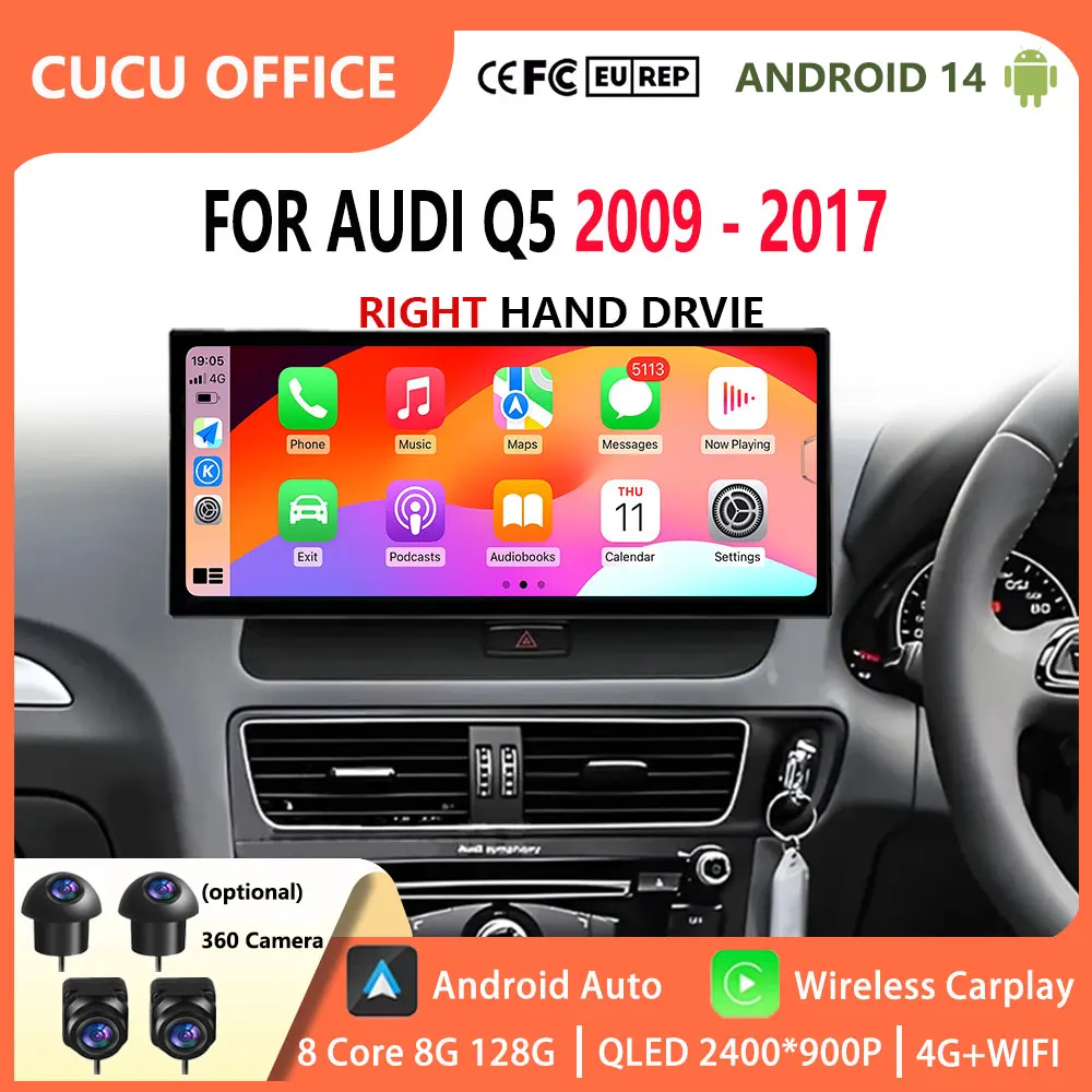 for Audi Q5 2009 - 2017 Navigation GPS Android 14 Bluetooth Car Video Multimedia Player Stereo Wireless Carplay Right Hand Drvie
for Audi Q5 2009 - 2017 Navigation GPS Android 14 Bluetooth Car Video Multimedia Player Stereo Wireless Carplay Right Hand Drvie