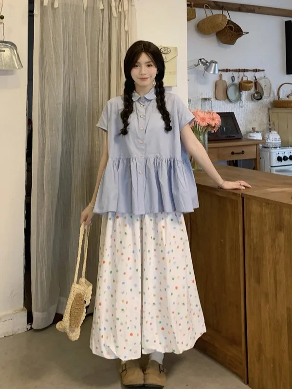 plus Size Women's Sweet Sle Japanese Doll irt ort Sve High Waist f Skirt Polka Dot Spring Summer New Arrival
plus Size Women's Sweet Sle Japanese Doll irt ort Sve High Waist f Skirt Polka Dot Spring Summer New Arrival