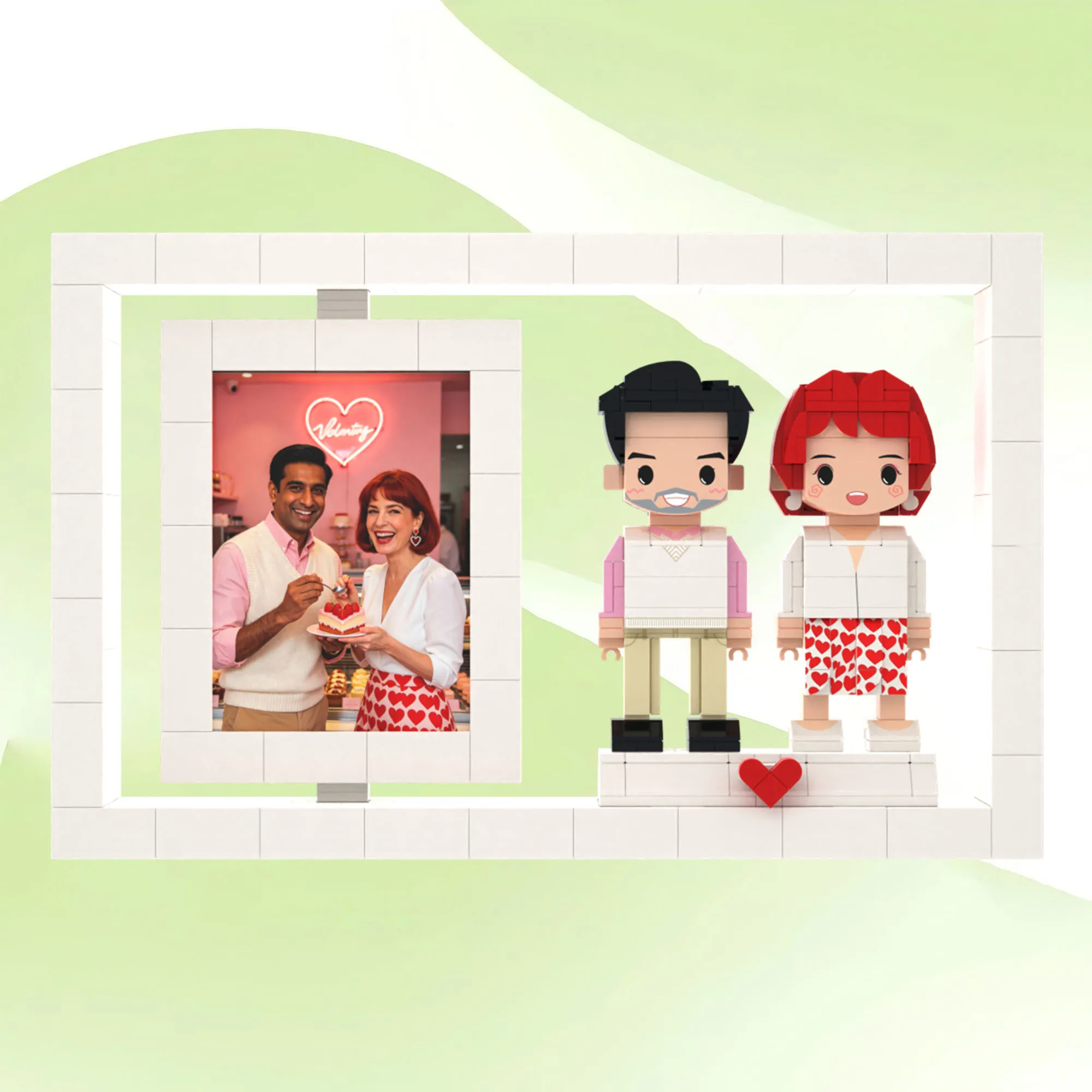 Love Themed Custom Brickfigures Dolls for Couple Personalized Photo Building Blocks with Photo Frame DIY Assembly Decor
Love Themed Custom Brickfigures Dolls for Couple Personalized Photo Building Blocks with Photo Frame DIY Assembly Decor