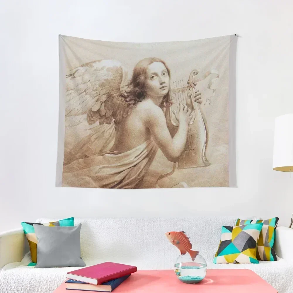ANGEL PLAYING LYRA OVER THE CLOUDS IN BROWN SEPIA Tapestry Room Design Wall Deco Tapestry
ANGEL PLAYING LYRA OVER THE CLOUDS IN BROWN SEPIA Tapestry Room Design Wall Deco Tapestry