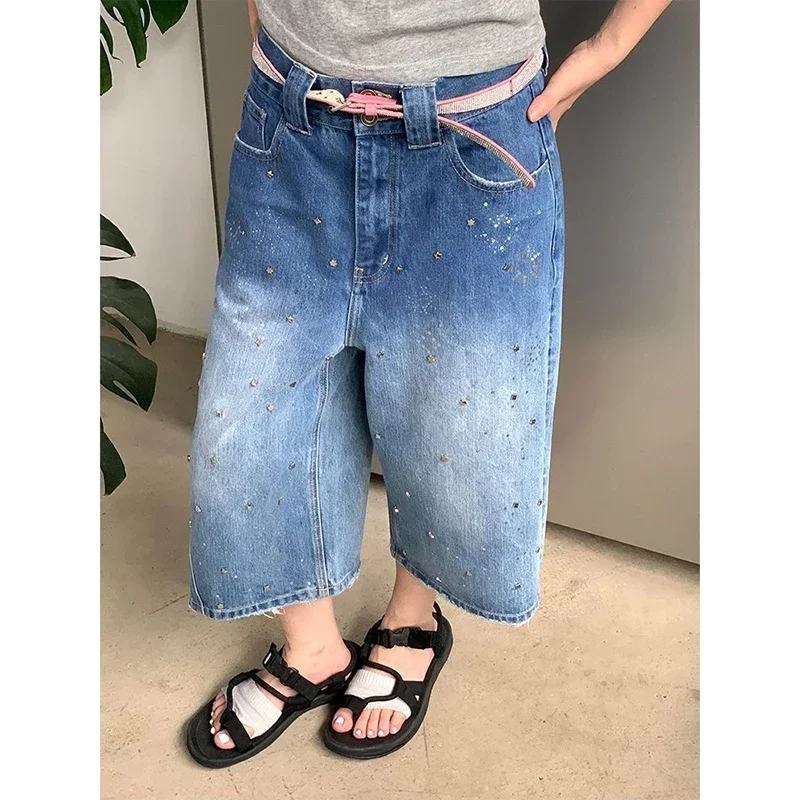 Y2k Streetwear Vintage Denim Shorts Women Summer Washed High Waist Jeans American Retro Aesthetic 2000s Wide Leg Pants Clothes 
Y2k Streetwear Vintage Denim Shorts Women Summer Washed High Waist Jeans American Retro Aesthetic 2000s Wide Leg Pants Clothes