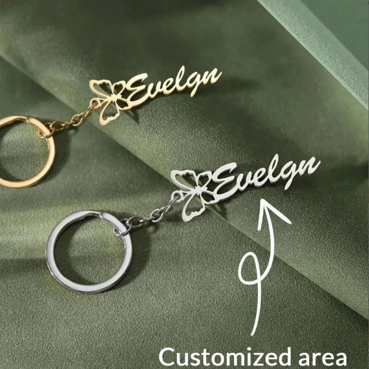 Stainless Steel Material Customized English Name One-piece Font Butterfly Shape Simple and Versatile Key Backpack Pendant
Stainless Steel Material Customized English Name One-piece Font Butterfly Shape Simple and Versatile Key Backpack Pendant