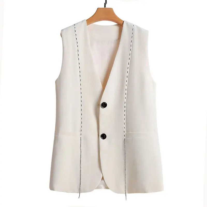 Women Bright Stitching Vest Spring Autumn Office Lady V Neck Single Breasted Pocket Suit Vests Female Sleeveless Blazer Tops
Women Bright Stitching Vest Spring Autumn Office Lady V Neck Single Breasted Pocket Suit Vests Female Sleeveless Blazer Tops