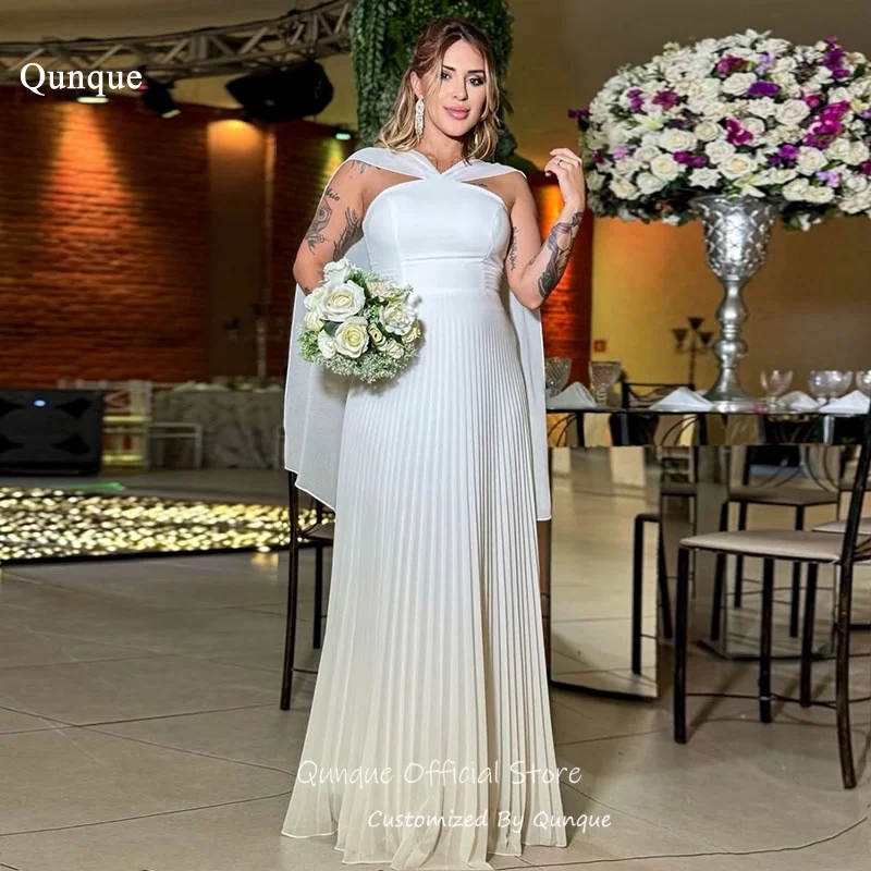 Qunque Pleated Chiffon Wedding Dress Sleeveless A Line Civil Bridal Gown Bohemian Long Modern Vestido De Novia Boda Customized
Qunque Pleated Chiffon Wedding Dress Sleeveless A Line Civil Bridal Gown Bohemian Long Modern Vestido De Novia Boda Customized