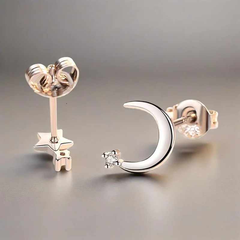 Simple 925 Sterling Silver Star Moon Cubic Zircon Crystal Stud Earrings For Women Girls Anniversary Party Fashion Jewelry Gifts
Simple 925 Sterling Silver Star Moon Cubic Zircon Crystal Stud Earrings For Women Girls Anniversary Party Fashion Jewelry Gifts