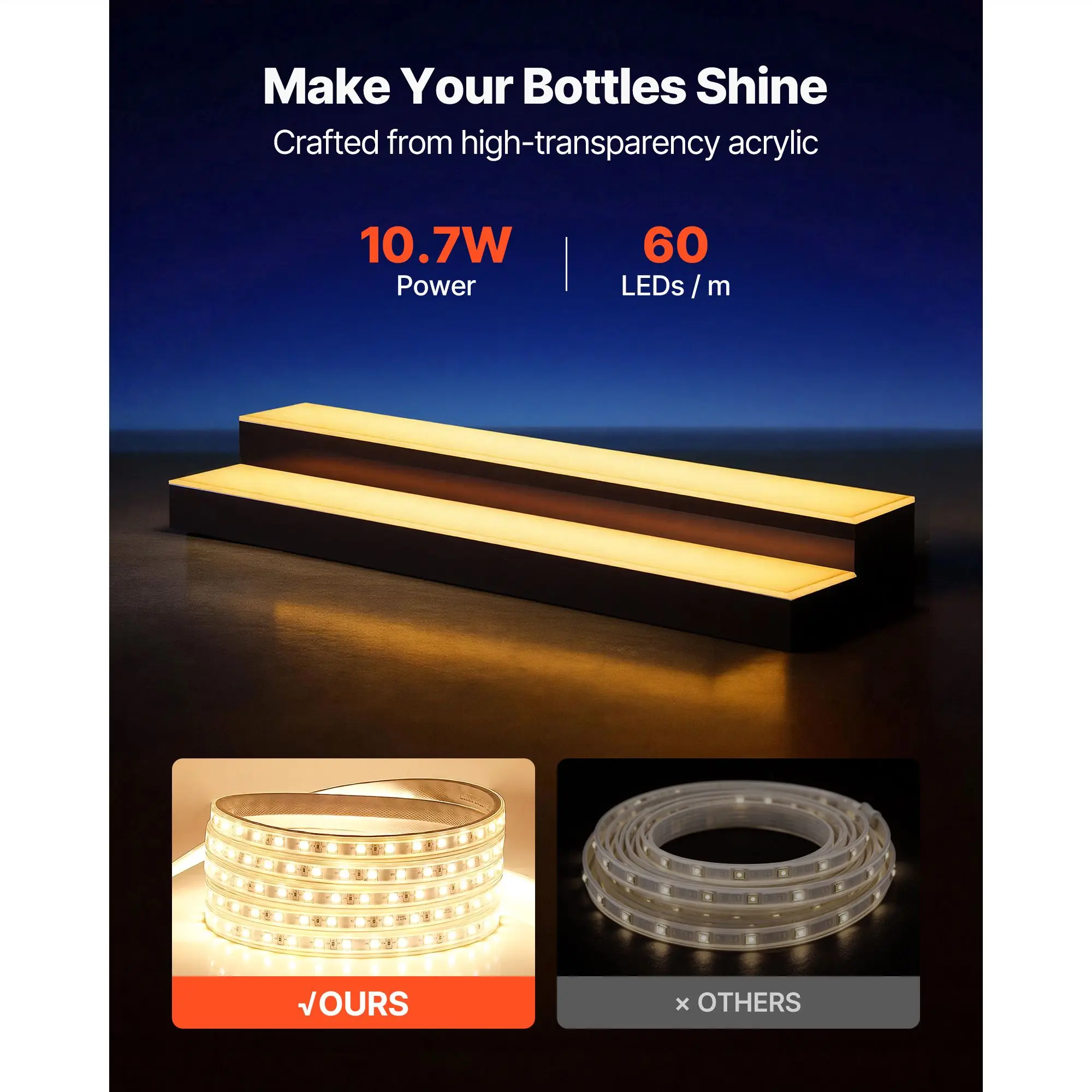 LED Lighted Liquor Bottle Display, 2 Tiers 30 inches, Supports USB, Acrylic Illuminated Home Bar Shelf Display with RF Remote & App Control, 9 Static Colors, Timing Mode, for 14-20 Bottles
LED Lighted Liquor Bottle Display, 2 Tiers 30 inches, Supports USB, Acrylic Illuminated Home Bar Shelf Display with RF Remote & App Control, 9 Static Colors, Timing Mode, for 14-20 Bottles