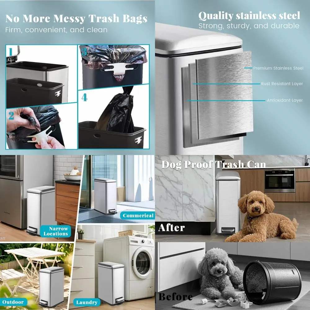 8 Gallon Stainless Steel Pedal Trash Can with Removable Inner Bucket and Soft-Close Lid, Ideal for Kitchen, Bathroom, and Office
8 Gallon Stainless Steel Pedal Trash Can with Removable Inner Bucket and Soft-Close Lid, Ideal for Kitchen, Bathroom, and Office