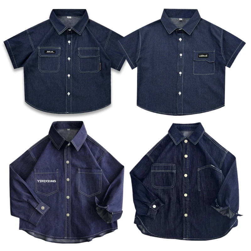 Teen Boys Denim Shirt Short Long Sleeve Casual Versatile Top Kids Dark Blue Jean Shirt for School Daily Wear Spring Summer Fall
Teen Boys Denim Shirt Short Long Sleeve Casual Versatile Top Kids Dark Blue Jean Shirt for School Daily Wear Spring Summer Fall