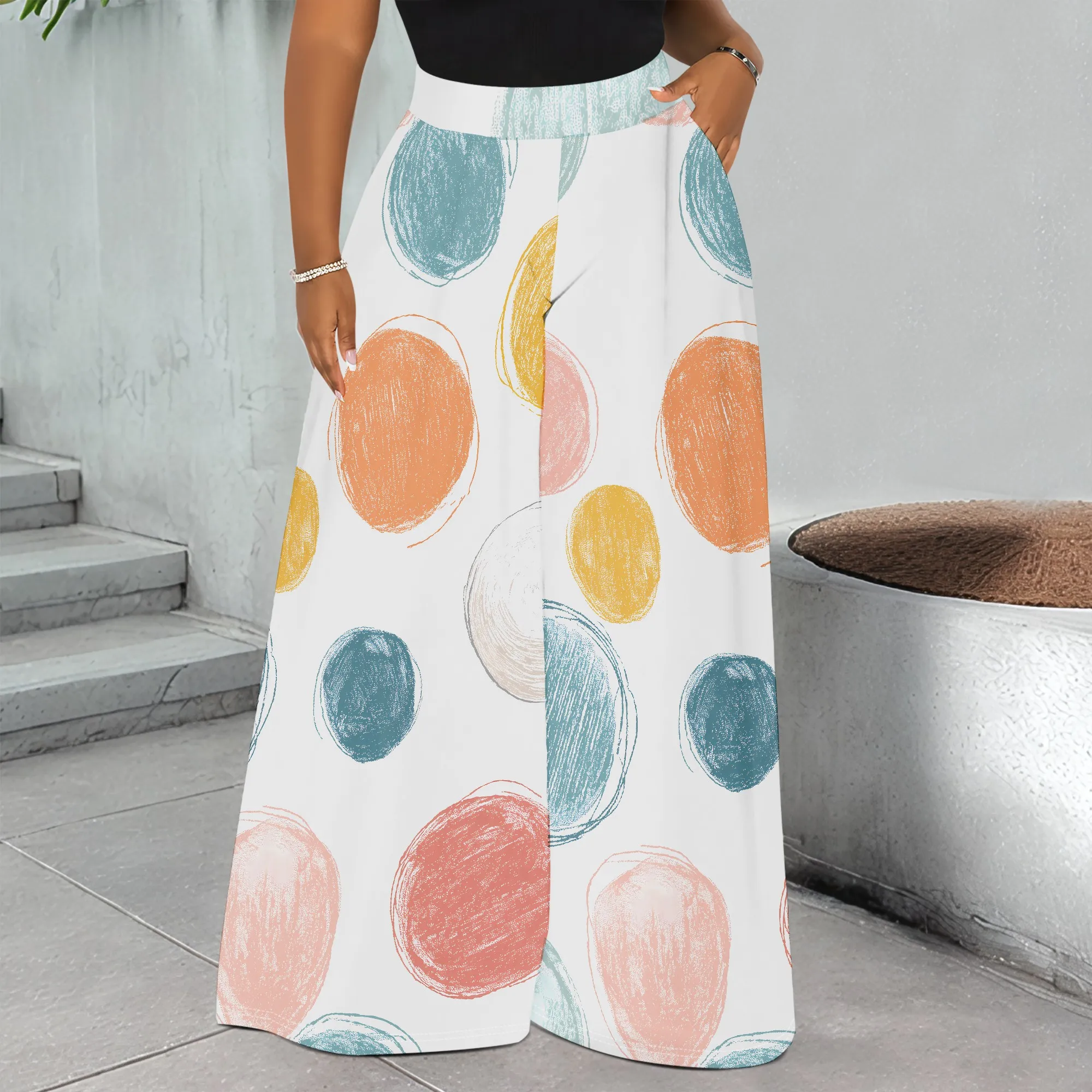 Colorful Dots Print Pants High Waist Wide Leg Trousers Casual Loose Fit Bottoms Artistic Pattern Design Women Summer Wear
Colorful Dots Print Pants High Waist Wide Leg Trousers Casual Loose Fit Bottoms Artistic Pattern Design Women Summer Wear