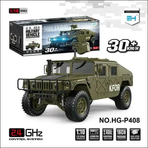 HG P408 1:10 Scale RC U.S. Military Truck 4*4 Crawler Off-road Car Vehicle Model 2Speed ESC Motor Radio Control Toys TH15070