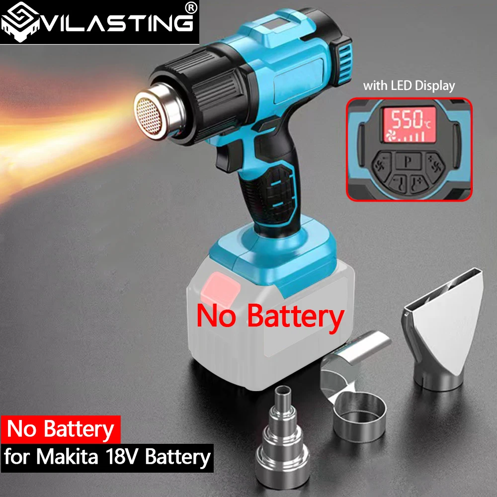 VILASTING Термофен 550р. ℃ Беспроводной электрический тепловой пистолет с регулируемой температурой и насадками, светодиодный дисплей для аккумуляторного штифта Makita 18 В
VILASTING Термофен 550р. ℃ Беспроводной электрический тепловой пистолет с регулируемой температурой и насадками, светодиодный дисплей для аккумуляторного штифта Makita 18 В