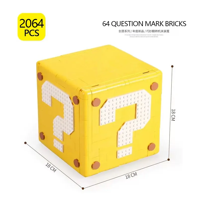 (2064Pcs)-MOC Super Marioed64 Question Mark Building Blocks Multifunctional Yellow Box Classic Game Model Toy &Birthday Gift
(2064Pcs)-MOC Super Marioed64 Question Mark Building Blocks Multifunctional Yellow Box Classic Game Model Toy &Birthday Gift