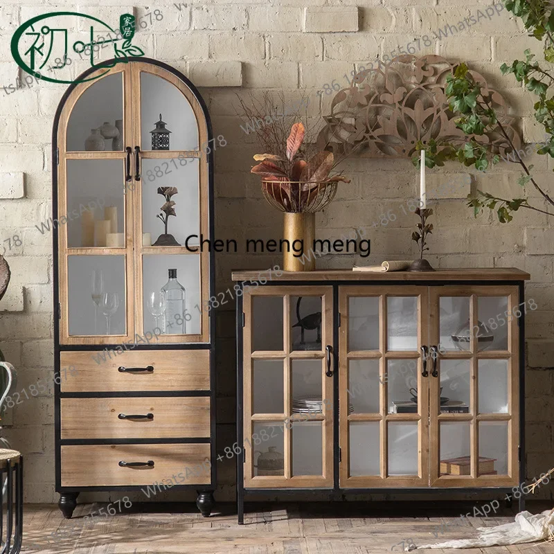 CC182 American country, storage locker, living room retro decorative cabinet, wrought iron old glass side cabinet
CC182 American country, storage locker, living room retro decorative cabinet, wrought iron old glass side cabinet