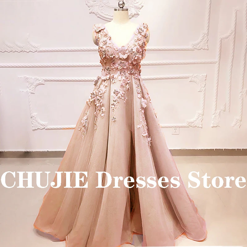 Light Pink Prom Dresses Women Ball Gown Wedding Party Dress 3D Flowers Beaded V Neck A Line Slit Tulle Formal Evening Gowns
Light Pink Prom Dresses Women Ball Gown Wedding Party Dress 3D Flowers Beaded V Neck A Line Slit Tulle Formal Evening Gowns