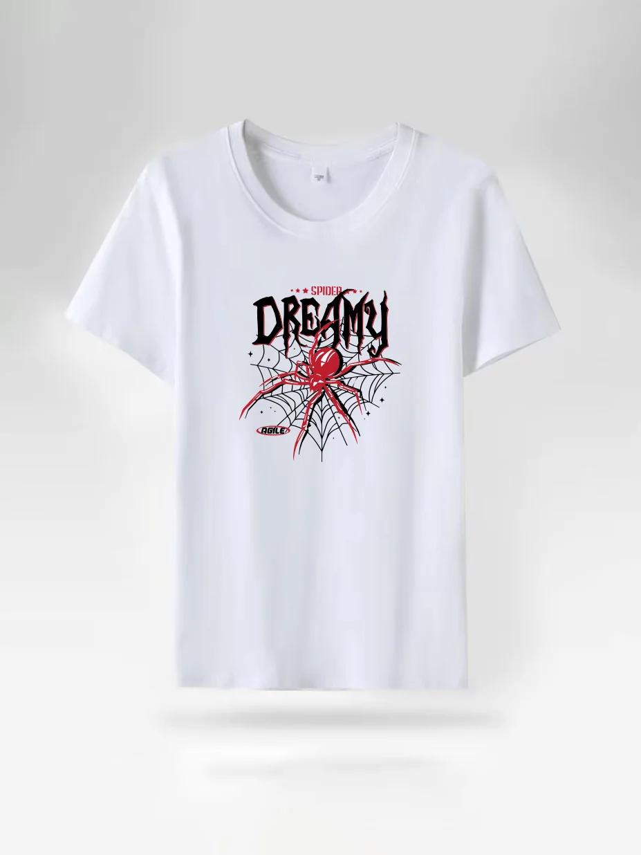 Trendy Street Letters And Spider Print Tops Short Sleeved O-Neck Casual T-Shirt Summer Comfortable High Quality Women's Wear
Trendy Street Letters And Spider Print Tops Short Sleeved O-Neck Casual T-Shirt Summer Comfortable High Quality Women's Wear
