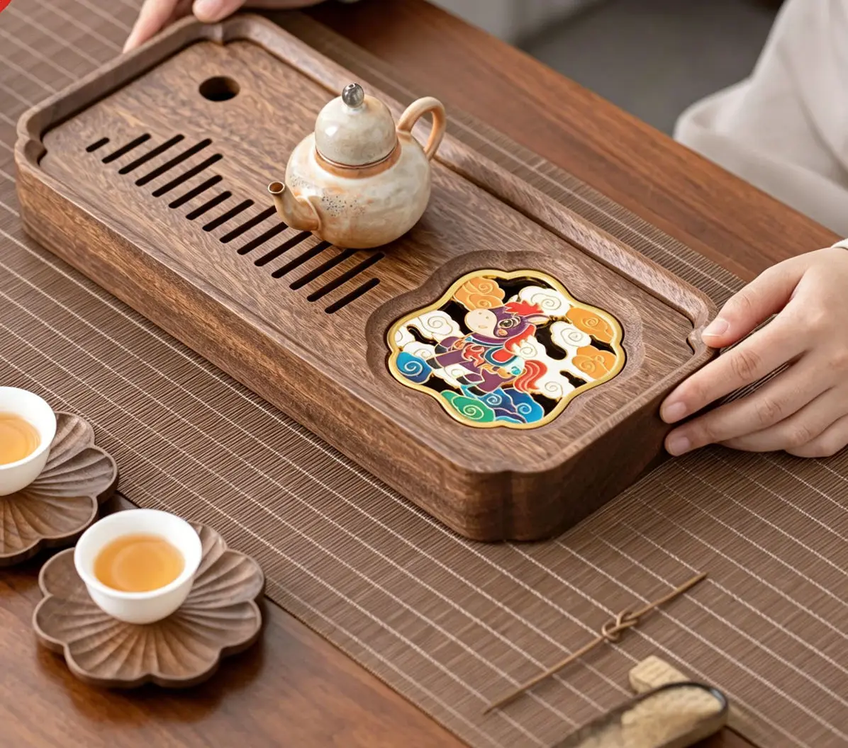 Walnut Wood Tea Tray with Drainage,Chinese Style Dry Brew Tea Board,Aesthetic Wooden Tea Serving Tray for Home Tea Ceremony
Walnut Wood Tea Tray with Drainage,Chinese Style Dry Brew Tea Board,Aesthetic Wooden Tea Serving Tray for Home Tea Ceremony