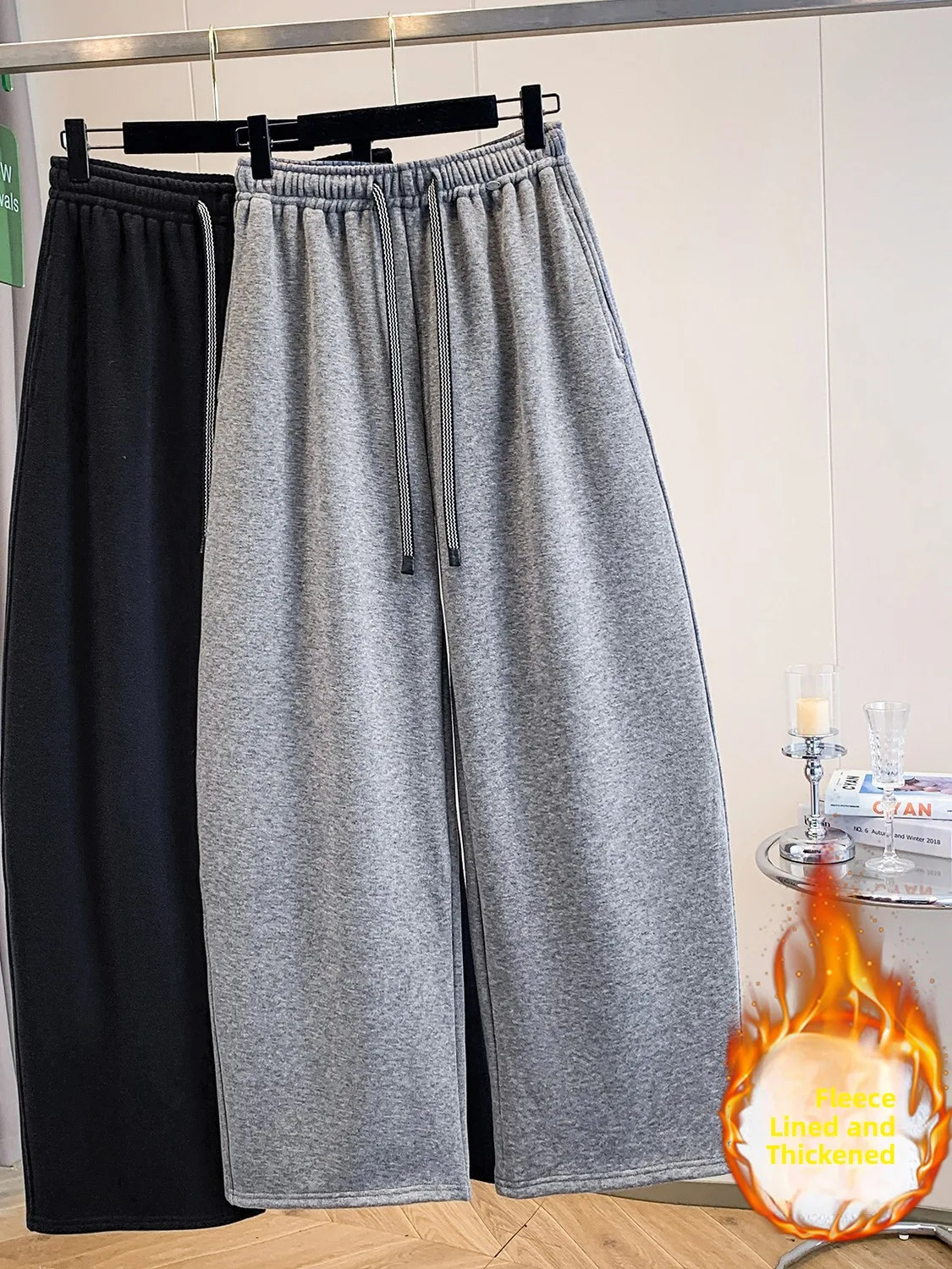 Winter Casual High Waist Fleece Lined Soft Straight Leg Pants Contrast Color Drawstring Warm Knife Trousers for Women
Winter Casual High Waist Fleece Lined Soft Straight Leg Pants Contrast Color Drawstring Warm Knife Trousers for Women