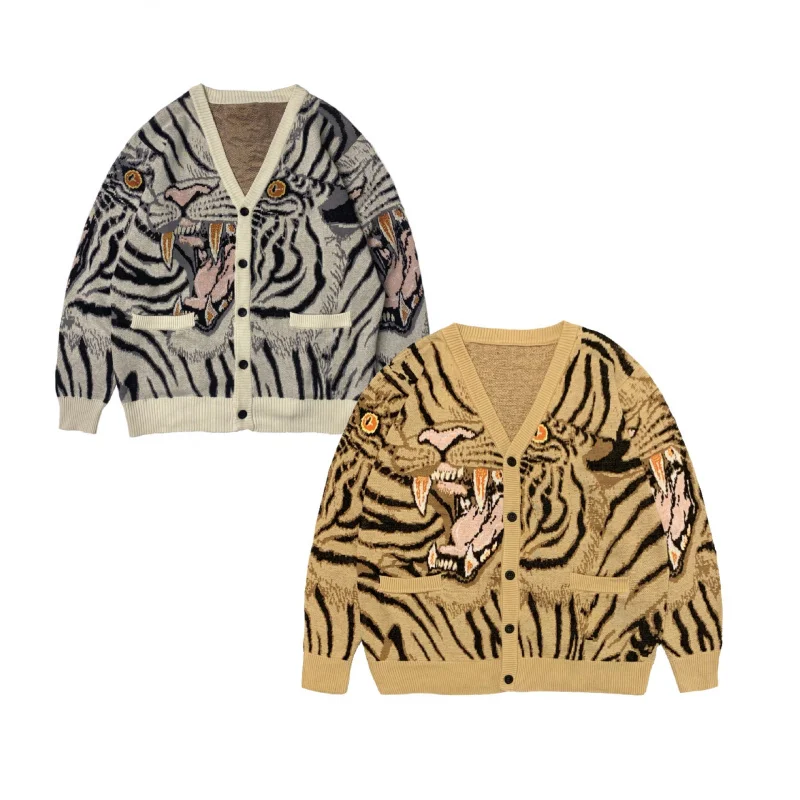 DAVIDSHAO EU US Size High Quality Luxury Clothing Jacquard Tiger Design Knitted Cardigan Sweater
DAVIDSHAO EU US Size High Quality Luxury Clothing Jacquard Tiger Design Knitted Cardigan Sweater