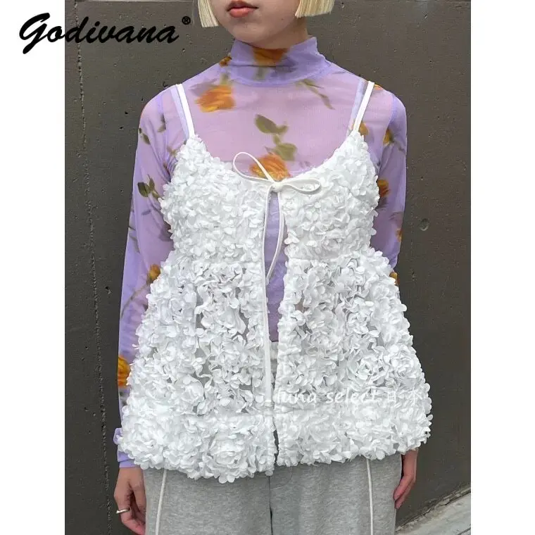 Japanese Style New Exquisite White Lace Floral Vest Elegant Suspenders Spring and Summer Women's 3D Flower Camisole Tops
Japanese Style New Exquisite White Lace Floral Vest Elegant Suspenders Spring and Summer Women's 3D Flower Camisole Tops