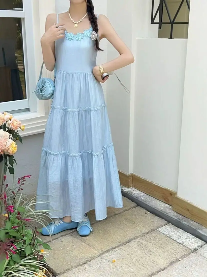 Elegant Summer Beach Vacation Long Skirt Women's Strap Dress Slimming Fairy Tale like Wood Grain Korean Style Dress
Elegant Summer Beach Vacation Long Skirt Women's Strap Dress Slimming Fairy Tale like Wood Grain Korean Style Dress