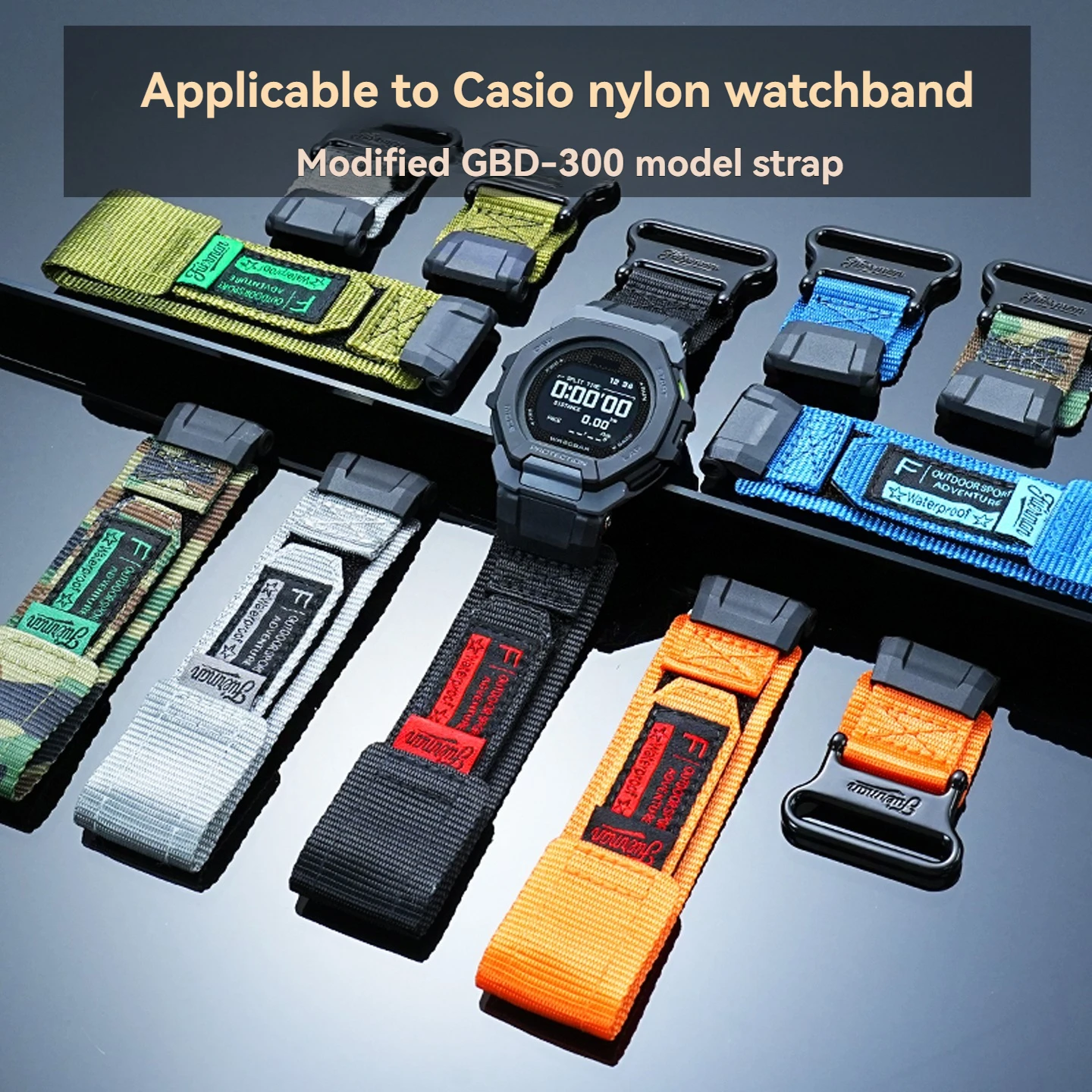 Для модификации спортивных часов CASIO Casio GBD-300: высококачественный ремешок из нейлонового холста для активного отдыха, аксессуары для ремешков.
Для модификации спортивных часов CASIO Casio GBD-300: высококачественный ремешок из нейлонового холста для активного отдыха, аксессуары для ремешков.