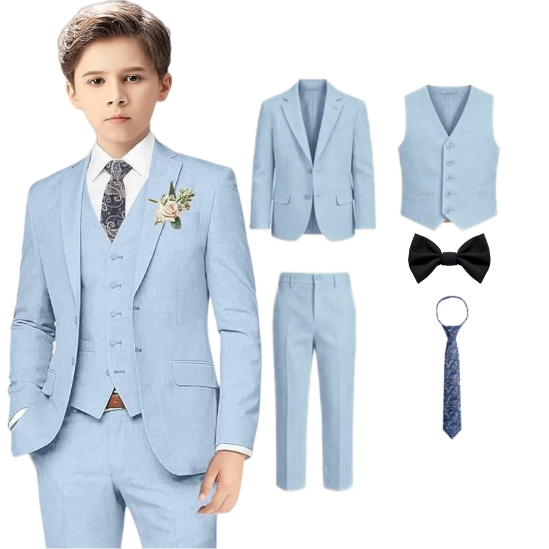 24h SHIP 5 PCS Boy's Linen Suit Set, Breathable & Lightweight Kid Formal Suit for Wedding, Communion, Homecoming, Birthday Party
24h SHIP 5 PCS Boy's Linen Suit Set, Breathable & Lightweight Kid Formal Suit for Wedding, Communion, Homecoming, Birthday Party