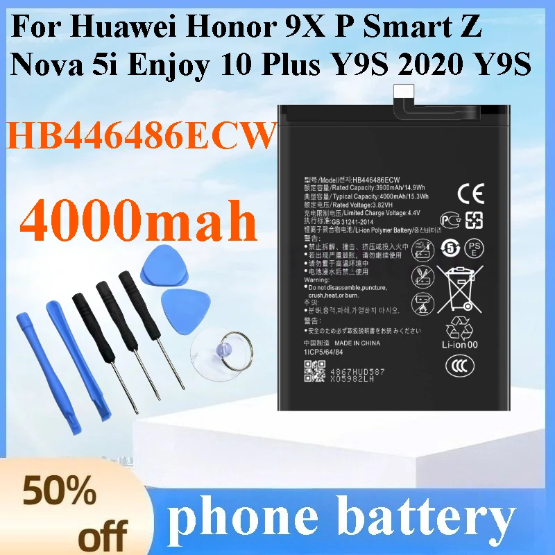 1 Pcs New HB446486ECW Battery 4000mAh High Capacity for Huawei Honor 9X P Smart Z Nova 5i Enjoy 10 Plus Y9S Replacement Battery
1 Pcs New HB446486ECW Battery 4000mAh High Capacity for Huawei Honor 9X P Smart Z Nova 5i Enjoy 10 Plus Y9S Replacement Battery