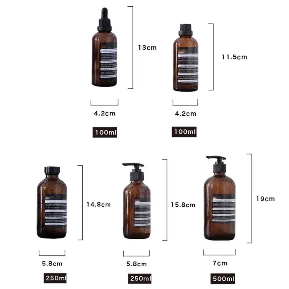 Brown Glass Storage Bottle 100ml Essential Oil Empty Dropper Bottle 250ml 500ml Bathroom Soap Dispenser for Shampoo Shower Gel
Brown Glass Storage Bottle 100ml Essential Oil Empty Dropper Bottle 250ml 500ml Bathroom Soap Dispenser for Shampoo Shower Gel