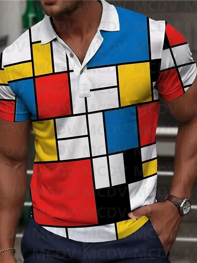 Color Block Plaid Check Men's Fashion Casual 3D Print Polo Shirt Golf Polo Outdoor Street Holiday Pique Polo Shirt
Color Block Plaid Check Men's Fashion Casual 3D Print Polo Shirt Golf Polo Outdoor Street Holiday Pique Polo Shirt