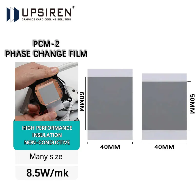 UPSIREN PCM-2 8,5 Вт/мк твердая силиконовая смазка сменная фаза силиконовая накладка для графического процессора ноутбука охлаждение 40x60 мм термосиликоновая накладка
UPSIREN PCM-2 8,5 Вт/мк твердая силиконовая смазка сменная фаза силиконовая накладка для графического процессора ноутбука охлаждение 40x60 мм термосиликоновая накладка