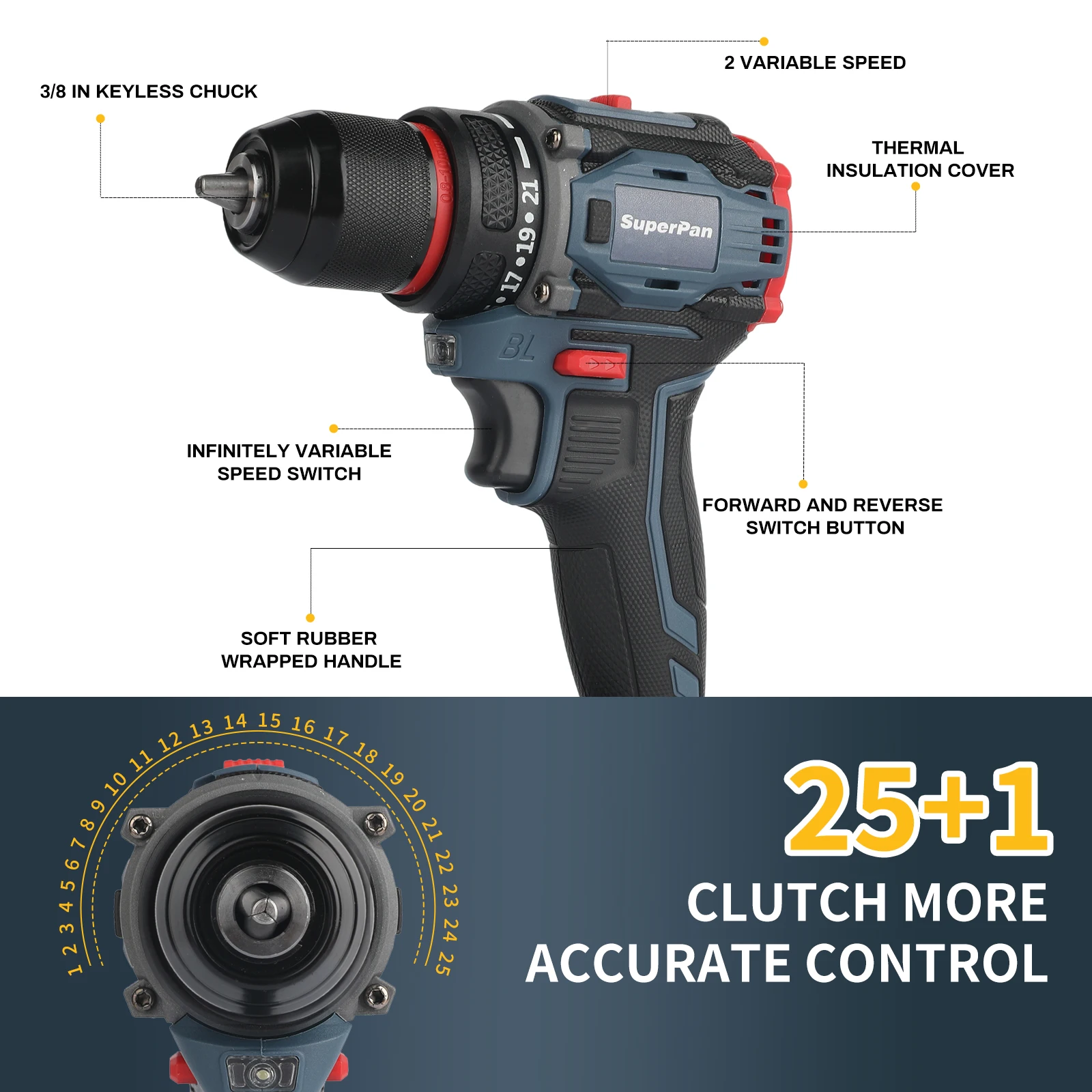 50Nm brushless charging drill household multifunctional electric screwdriver (excluding battery and power adapter)
50Nm brushless charging drill household multifunctional electric screwdriver (excluding battery and power adapter)