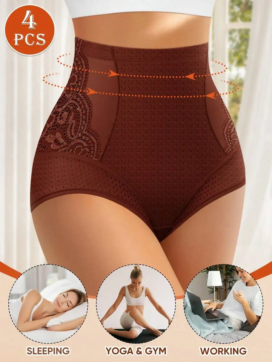 4 Pcs Women High Waist Mesh Briefs Breathable Soft Tummy Control Underwear
4 Pcs Women High Waist Mesh Briefs Breathable Soft Tummy Control Underwear