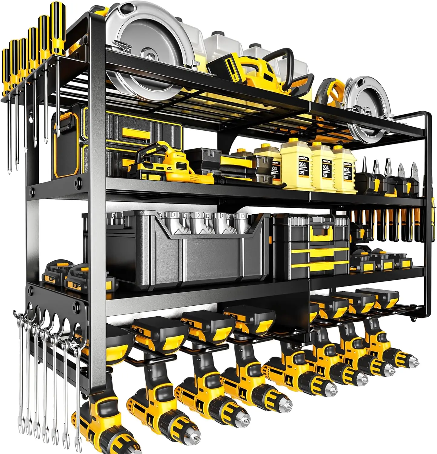 Heavy Duty Power Tool Organizer Wall Mount, 4 Layers, 400lbs Load, 8 Drill Holder, Garage Rack
Heavy Duty Power Tool Organizer Wall Mount, 4 Layers, 400lbs Load, 8 Drill Holder, Garage Rack