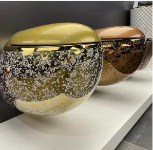 Western style hanging wc electroplating ceramic egg shape gold wall hung toilet
Western style hanging wc electroplating ceramic egg shape gold wall hung toilet